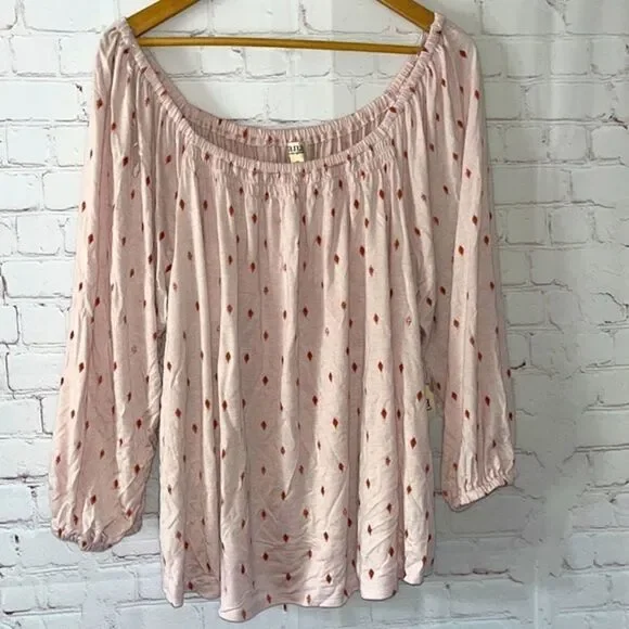 Pink Smocked Sleeve Top​ Puffey sleeves - Picture 3 of 10
